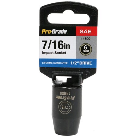 Pro-Grade Tools 1/2" Dr. 6 Pt. 7/16" Impact Socket 14600